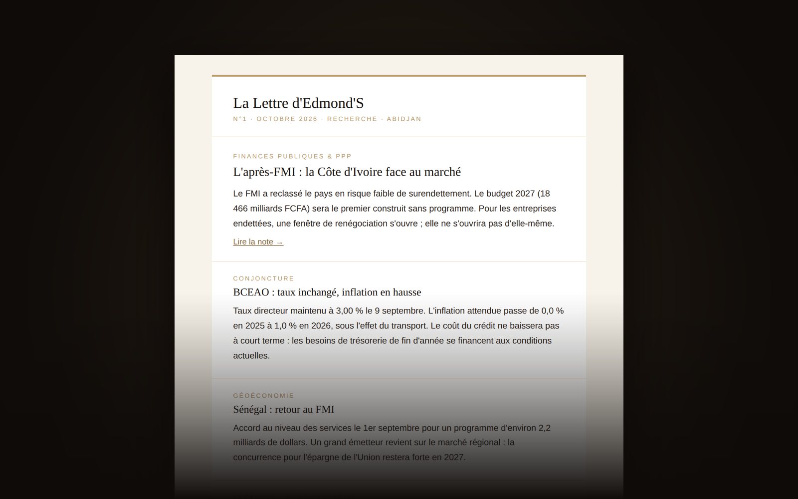 Le premier numéro de La Lettre d'Edmond'S